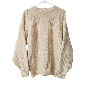 Vintage Peterborough Row 100% Wool Sweater Men's M Made in Scotland Cable Knit